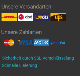 Sicherheit durch SSL-Verschlüsselung Schnelle Lieferung